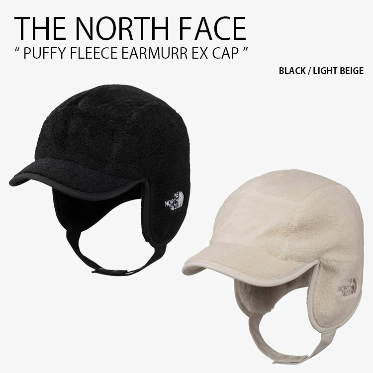 THE NORTH FACE ノースフェイス パイロットキャップ PUFFY FLEECE EARMURR EX CAP パフィー フリース イヤーマフ キャップ 帽子 耳あて イヤーマフラー ボア ファー ロゴ WHITELABEL ブラック ベージュ メンズ レディース 男性用 女性用 男女共用 NE3CQ56J/K【中古】未使用品