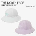 THE NORTH FACE ノースフェイス キッズ バケットハット KIDS DOME HAT ドーム ハット 帽子 バケハ あごひも付き ロゴ カジュアル ストリート 屋外活動 アイボリー パープル 男の子 女の子 子供用 NE3HP05S/T【中古】未使用品