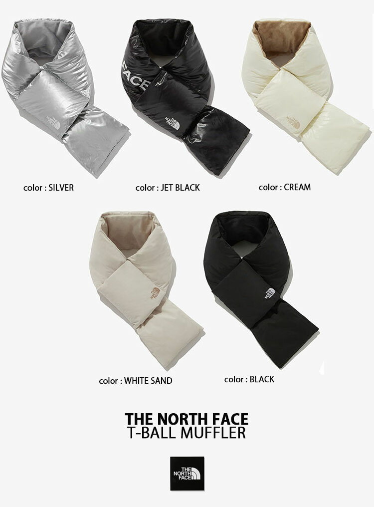 THE NORTH FACE ノースフェイス ダウンマフラー T-BALL MUFFLER ティペット マフラー BLACK BEIGE CREAM SILVER ネックウォーマー 差し込みマフラー カジュアル ストリート 防寒 WHITELABEL メンズ レディース NA5IP51K/L/M NA5IP50A/B【中古】未使用品 2