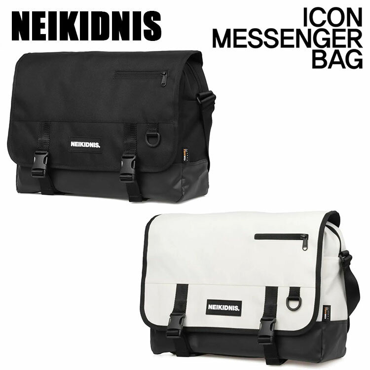 NEIKIDNIS ネイキドニス メッセンジャーバッグ ICON MESSENGER BAG スクールバッグ ショルダーバッグ BLACK IVORY コーデュラ生地 CODURA 多機能 耐衝撃 生活防水 通勤 通学 PC収納 NB15AACR090