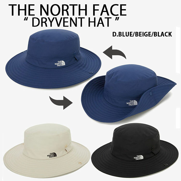 楽天larmoire -Interior and Goods-THE NORTH FACE ノースフェイス ハット テンガロンスタイル DRYVENT HAT 帽子 ストラップ付き 防水 透湿 BLUE BEIGE BLACK 接触冷感 ロゴ サファリハット アウトドアハット 登山帽 メンズ レディース NE3HR04A/B/C【中古】未使用品