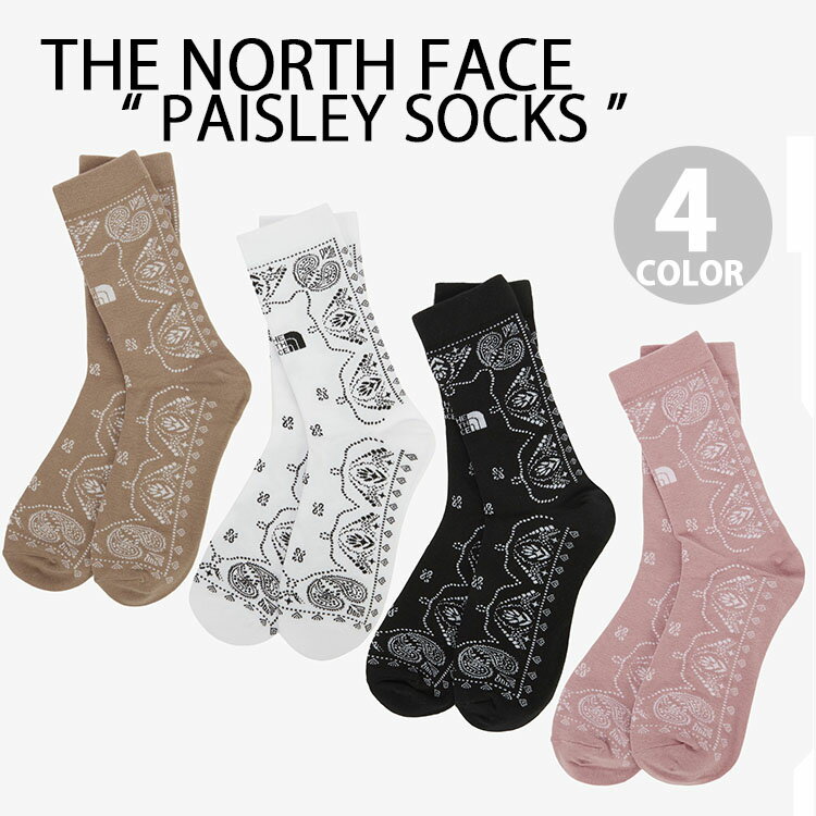 THE NORTH FACE ノースフェイス 靴下 ソックス PAISLEY SOCKS ペイズリー柄 クルーソックス BLACK WHITE BEIGE PI...