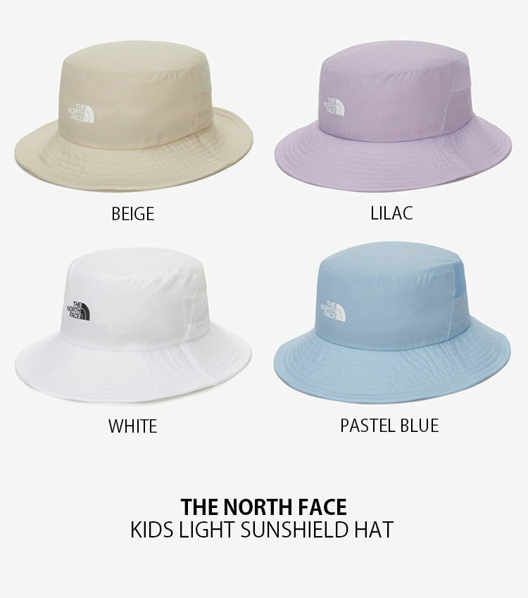 THE NORTH FACE ノースフェイス キッズ バケットハット KIDS LIGHT SUNSHIELD HAT ライト サンシールド ハット バケハ 帽子 日よけ ロゴ ベージュ パープル ホワイト ブルー 子供用 キッズ用 男の子 女の子 NE3HN00R/S/T/U【中古】未使用品