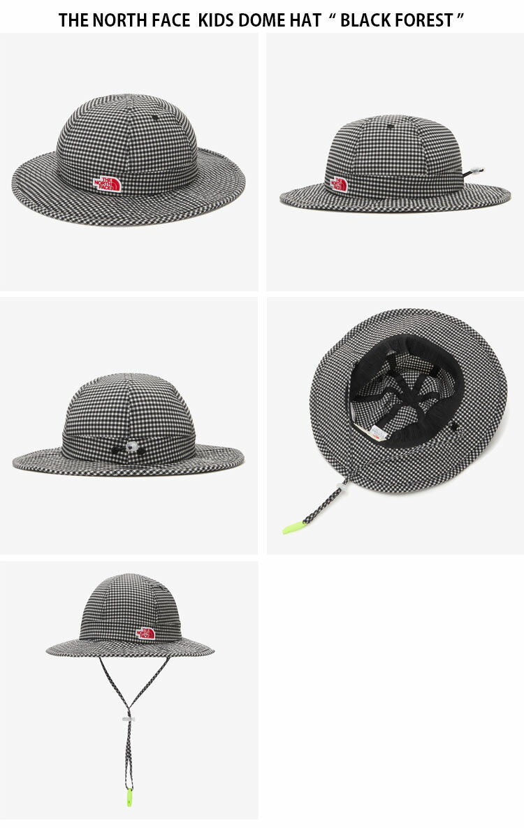 THE NORTH FACE ノースフェイス キッズ 帽子 KIDS DOME HAT キッズ ドーム ハット バケハ バケットハット サファリハット 首ひも付き ロゴ ブラック ベージュ パープル 男の子 女の子 子供用 NE3HN02R/S/T/U【中古】未使用品