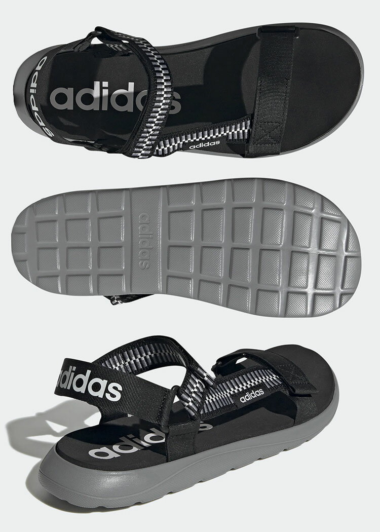 【ポイント2倍!スーパーSALE期間限定】adidas アディダス サンダル COMFORT SANDAL GV8243 スポーツサンダル スポサン コンフォートサンダル BLACK GRAY ブラック グレー シューズ メンズ レディース 男性用 女性用【中古】未使用品