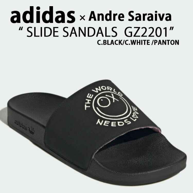 adidas Originals アディダス スライド サンダル スリッパ Andre Saraiva SGZ2201 アンドレサライヴァ BLACK WHITE PANTONE ロゴ スライドサンダル ブラック ホワイト パントーン シューズメンズ レディース 【中古】未使用品