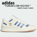 adidas アディダス スニーカー FORUM LOW HQ1493 フォーラムロー 本革 レザー シューズ WHITE BLUE CREAM ブルー ホワイト クリーム シューズ クラシック メンズ レディース 男性用 女性用【中古】未使用品