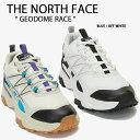 THE NORTH FACE ノースフェイス スニーカー GEODOME RACE シューズ ジオドームレース OFFWHITE BLUE ランニングシューズ オフホワイト ブルー 新作 ロゴ ストリート NS97N63M/J【中古】未使用品