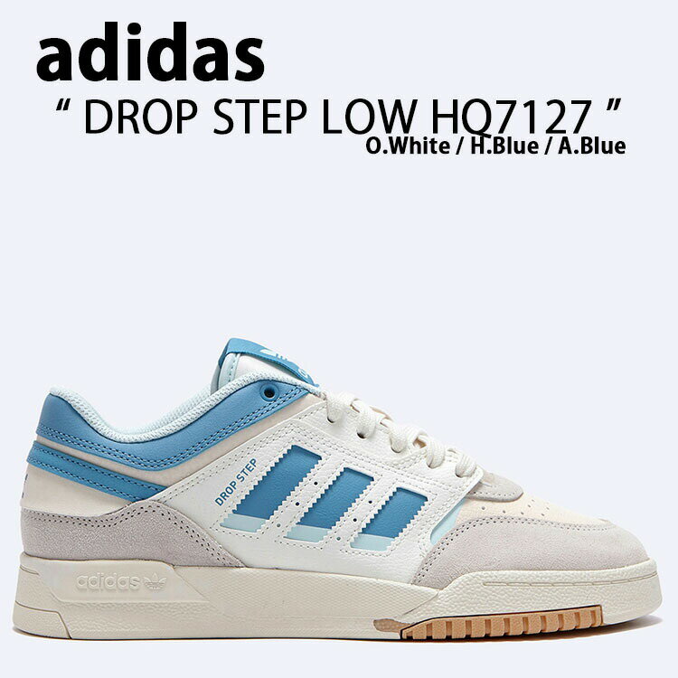 adidas Originals アディダス オリジナルス スニーカー DROP STEP LOW HQ7127 ドロップ ステップ ロー Off White Blue ホワイト ブルー レザー 本革 シューズ メンズ レディース 男性用 女性用【中古】未使用品