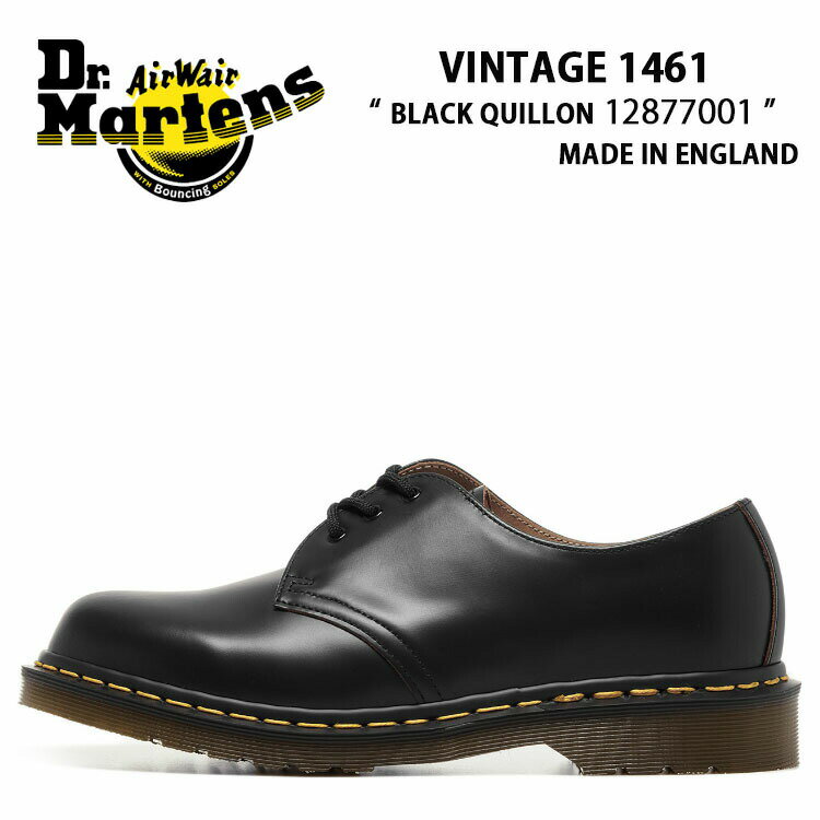 Dr.Martens ドクターマーチン レザーシューズ 3ホールシューズ 12877001 VINTAGE 1461 BLACK QUILLON 3 EYE SHOE イングランド製 英国製 ブラック ラバーソール メンズ レディース 男性用 女性用 男女共用【中古】未使用品