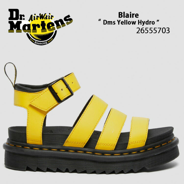 商品名：Dr.Martens Blaire Dms Yellow Hydro 26555703 ドクターマーチン ストラップサンダル 26555703 ストラップサンダル イエロー 黄色 ドクターマーチン レザーサンダル グラディエーターサンダル サイズ調整 軽量 ラバーソール 調節しやすいストラップでさらなるフィット感を実現しました。 COLOR：YELLOW(イエロー) アッパー素材：Yellow Hydro(ハイドロレザー) ブランド・メーカー：Dr.Martens 素材：レザー 合成繊維 etc... サイズ：22cm〜25cm ・注意事項：モニターの発色具合により色合いが異なる場合がございます ※ご注意（ご購入の前にご一読下さい。）※ ・当ショップはWEB販売店になっており、メ-カ-等の海外倉庫と共通在庫での販売 を行なっておりますので、お取り寄せに約7-14日お時間をいただく商品がございます。 つきましては、購入後に指定頂きました日時に間に合わせることができない事もございます。 また、WEB上で「在庫あり」になっている商品につきましても、倉庫での在庫管理で欠品となってしまう場合がございます。 在庫切れ・発送遅れ等のご連絡はメールで行っておりますので、予めご了承下さい。 （欠品の場合は迅速に返金手続きをさせて頂きます。） メールをお受け取り出来ます様確認頂ければ幸いでございます。 （本サイトからのメール送信されます。ドメイン設定の際はご注意下さい） ・取り寄せ商品を多数取り扱っている為、靴箱にはダメージや走り書きがあったりします。 商品にもよりますが、多くは海外輸入商品になるため日本販売のタグ等がついていない商品もございます。 商品に関しましては全て正規品ですので、ご安心ください。 ・検品は充分に行っておりますが、万が一商品にダメージ等発見しましたら当店までご連絡下さい。 （ご使用後の不備が発覚致しました場合は交換・返品等にはご対応いたしかねます） ご注文後(店舗からのご注文メール送信後)の、【ご注文キャンセル・ご交換/ご返品】には基本的に応じることが出来ません。 サイズ選択や商品詳細などで ご質問やご不明な点や商品のこだわりのある方は事前にお問い合わせ下さい。商品紹介 商品名：Dr.Martens Blaire Dms Yellow Hydro 26555703 ドクターマーチン ストラップサンダル 26555703 ストラップサンダル イエロー 黄色 ドクターマーチン レザーサンダル グラディエーターサンダル サイズ調整 軽量 ラバーソール 調節しやすいストラップでさらなるフィット感を実現しました。 COLOR：YELLOW(イエロー) アッパー素材：Yellow Hydro(ハイドロレザー) ブランド・メーカー：Dr.Martens 素材：レザー 合成繊維 etc... サイズ：22cm〜25cm ・注意事項：モニターの発色具合により色合いが異なる場合がございます ※ご注意（ご購入の前にご一読下さい。）※ ・当ショップはWEB販売店になっており、メ-カ-等の海外倉庫と共通在庫での販売 を行なっておりますので、お取り寄せに約7-14日お時間をいただく商品がございます。 つきましては、購入後に指定頂きました日時に間に合わせることができない事もございます。 また、WEB上で「在庫あり」になっている商品につきましても、倉庫での在庫管理で欠品となってしまう場合がございます。 在庫切れ・発送遅れ等のご連絡はメールで行っておりますので、予めご了承下さい。 （欠品の場合は迅速に返金手続きをさせて頂きます。） メールをお受け取り出来ます様確認頂ければ幸いでございます。 （本サイトからのメール送信されます。ドメイン設定の際はご注意下さい） ・取り寄せ商品を多数取り扱っている為、靴箱にはダメージや走り書きがあったりします。 商品にもよりますが、多くは海外輸入商品になるため日本販売のタグ等がついていない商品もございます。 商品に関しましては全て正規品ですので、ご安心ください。 ・検品は充分に行っておりますが、万が一商品にダメージ等発見しましたら当店までご連絡下さい。 （ご使用後の不備が発覚致しました場合は交換・返品等にはご対応いたしかねます） ご注文後(店舗からのご注文メール送信後)の、【ご注文キャンセル・ご交換/ご返品】には基本的に応じることが出来ません。 サイズ選択や商品詳細などで ご質問やご不明な点や商品のこだわりのある方は事前にお問い合わせ下さい。