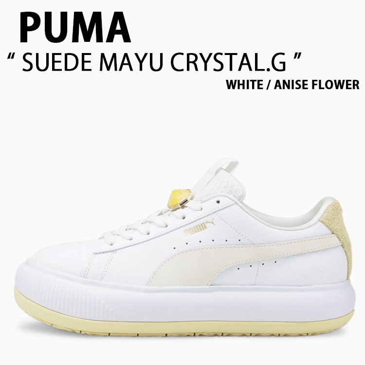 PUMA v[} V[Y SUEDE MAYU CRYSTAL.G WHITE YELLOW XG[h } NX^.G zCg CG[ V[Y Xj[J[ fB[X p 38558901yÁzgpi