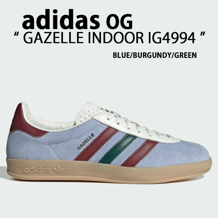 adidas originals アディダス スニーカー GAZELLE INDOOR IG4994 ガゼル インドア BLUE BURGUNDY GREEN シューズ レザースウェード 本革 ブルー バーガンディ グリーン メンズ レディース【中古】未使用品