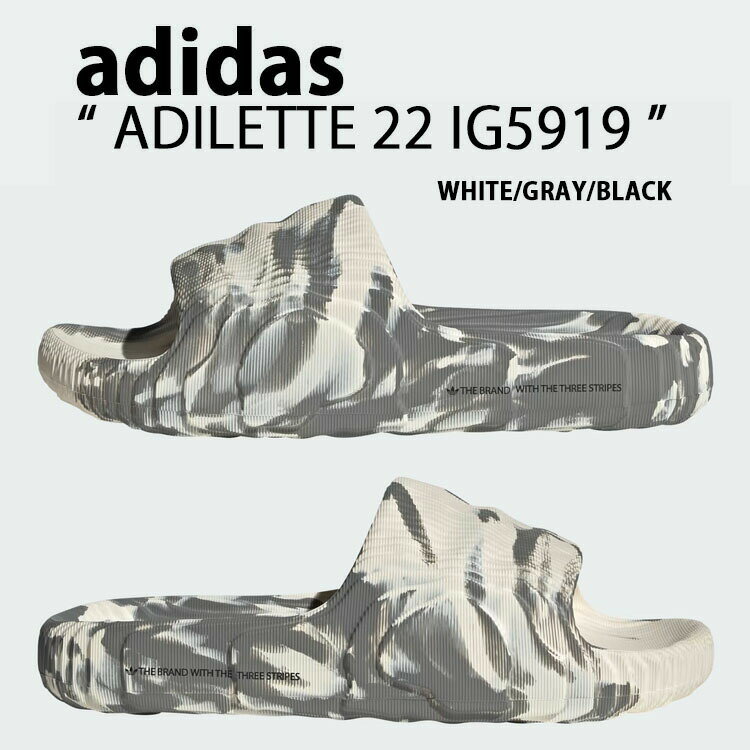 adidas originals アディダス オリジナルス サンダル ADILETTE 22 SLIDE SANDAL MARBLE GRAY WHITE IG5919 アディレッタ スライドサンダル シャワーサンダル マーブル グレー ホワイト シューズ ポリゴン メンズ レディース【中古】未使用品