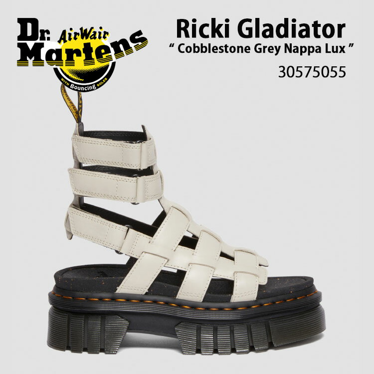 Dr.Martens ドクターマーチン サンダル サンダル グラディエーター Ricki Gladiator Cobblestone Grey Nappa Lux 30575055 グレー サイズ調整 レディース 女性用【中古】未使用品