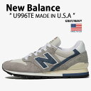 New Balance ニューバランス スニーカー U996TE GRAY NAVY MADE IN USA シューズ NEWBALANCE996 グレー ネイビー レザー スウェード 本革 メンズ レディース【中古】未使用品