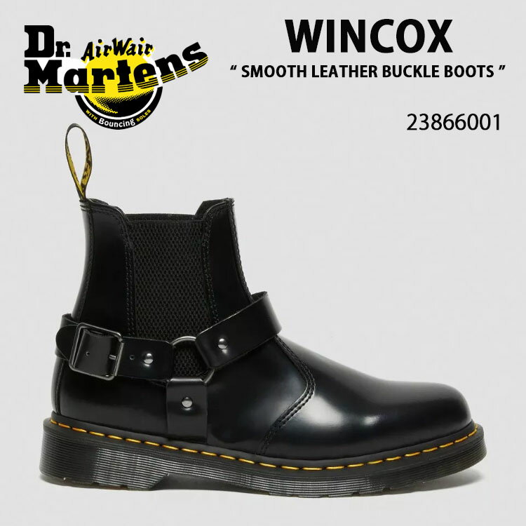 Dr.Martens ドクターマーチン ブーツ サイドゴアブーツ WINCOX SMOOTH LEATHER BUCKLE BOOTS 23866001 BLACK POLISHED SMOOTH ウィンコックス チェルシーブーツ ブラック ショートブーツ ラバーソール メンズ レディース 男性用 女性用【中古】未使用品