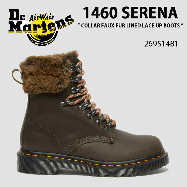 Dr.Martens hN^[}[` 8z[u[c U[ {A t@[ 1460 SERENA COLLAR FAUX FUR LINED LACE UP BOOTS 26951481 GREY STREETER+MILO FUR O[ V[Y fB[X pyÁzgpi