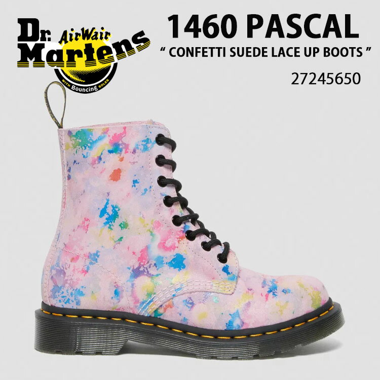 Dr.Martens ドクターマーチン 8ホールブーツ レザー 1460 PASCAL CONFETTI SUEDE LACE UP BOOTS 27245650 PINK パスカル コンフィティ スウェード レースアップ ピンク シューズ レディース 女性用【中古】未使用品