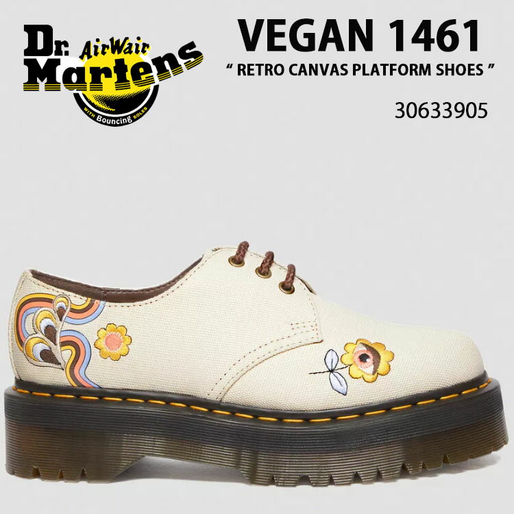 Dr.Martens ドクターマーチン キャンパスシューズ VEGAN 1461 RETRO CANVAS PLATFORM SHOES 30633905 RETRO RAY CANVAS 3EYE 3ホール シューズ レディース 女性用 【中古】未使用品