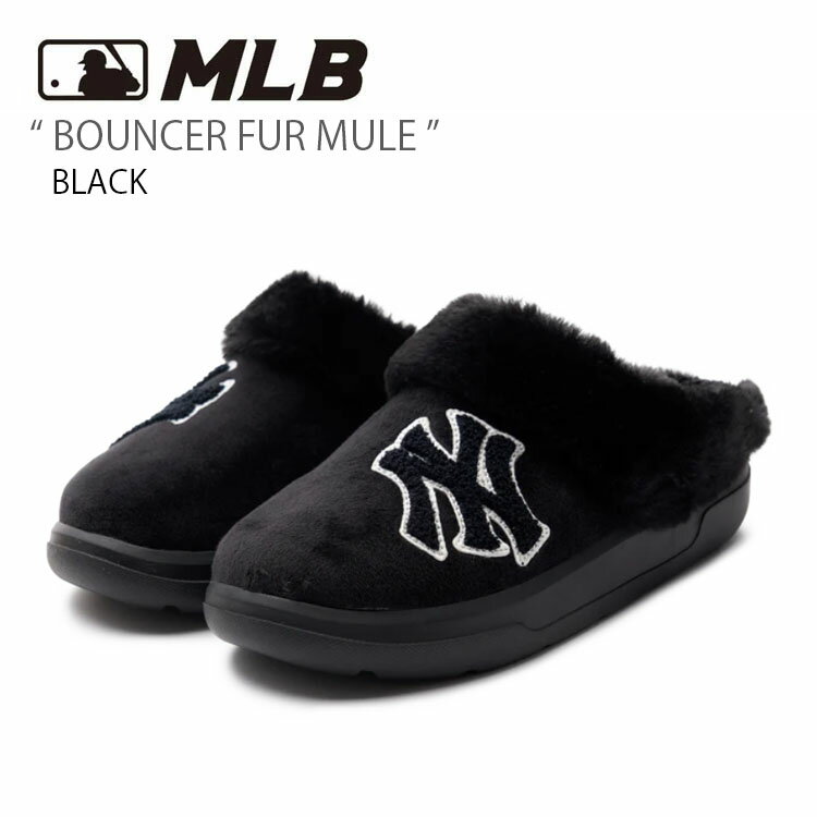 MLB エムエルビー レディース ミュール MLB BOUNCER FUR MULE BLACK バウンサー ファー ミュール サンダル スリッパ ニューヨーク ヤンキース ブラック ウィメンズ 女性用 3AMUPSF36-50BKS【中古】未使用品