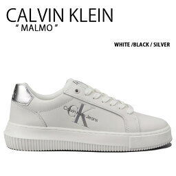 Calvin Klein カルバンクライン スニーカー MALMO SNEAKER WHITE BLACK SILVER CK シューズ マルモスニーカー ホワイト ブラック シルバー ロゴ YW01224YBR レディース 女性用【中古】未使用品