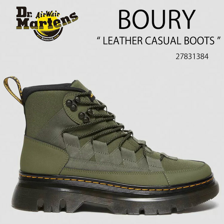 Dr.Martens ドクターマーチン 8タイ ブーツ BOURY LEATHER CASUAL BOOTS 27831384 Khaki Green Ajax+Extra Tough 50/50 カーキ グリーン レディース 女性用【中古】未使用品