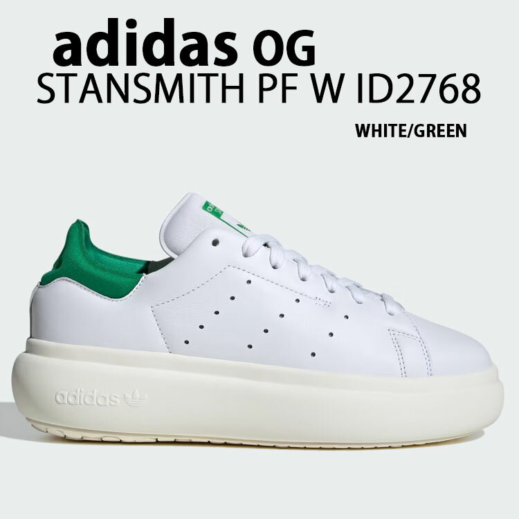 adidas originals アディダス スニーカー 厚底 STANSMITH PF W ID2786 スタンスミス プラットフォーム WHITE GREEN シューズ 厚底シューズ 本革 レザー ホワイト グリーン レディース メンズ【中古】未使用品