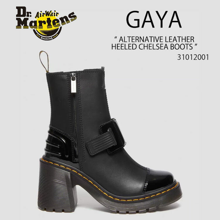 Dr.Martens hN^[}[` GAYA ALTERNATIVE LEATHER HEELED CHELSEA BOOTS 31012001 BLACK Sendal + Soft Patent Pu ubN fB[X pyÁzgpi