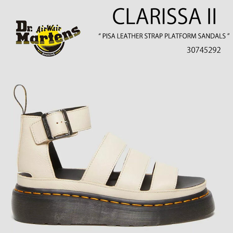 商品名：Dr.Martens CLARISSA II PISA LEATHER STRAP PLATFORM SANDALS 30745292 Parchment Beige Pisa ドクターマーチン クラリッサ 2 30745292 ストラップサンダル ベージュ Clarissa II は季節のパレットのトーンでアップデートされ、自由奔放な夏に向けて準備が整いました。 箱から出してすぐに使える、柔らかな手触りのピサレザーで作られています。 3本のフロントストラップと、コントラストのあるガンメタルのバックルが付いた特大アンクルストラップが付いています。 衝撃に強い Clarissa は、1.5 インチのクアッドショア プラットフォーム ソールにウェルトステッチされています。 AirWairヒールループのタグ付き。 COLOR：BLACK(ブラック) アッパー素材：BRANDO ブランド・メーカー：Dr.Martens 素材：レザー 合成繊維 etc... サイズ：22cm〜25cm ・注意事項：モニターの発色具合により色合いが異なる場合がございます ※ご注意（ご購入の前にご一読下さい。）※ ・当ショップはWEB販売店になっており、メ-カ-等の海外倉庫と共通在庫での販売 を行なっておりますので、お取り寄せに約7-14日お時間をいただく商品がございます。 つきましては、購入後に指定頂きました日時に間に合わせることができない事もございます。 また、WEB上で「在庫あり」になっている商品につきましても、倉庫での在庫管理で欠品となってしまう場合がございます。 在庫切れ・発送遅れ等のご連絡はメールで行っておりますので、予めご了承下さい。 （欠品の場合は迅速に返金手続きをさせて頂きます。） メールをお受け取り出来ます様確認頂ければ幸いでございます。 （本サイトからのメール送信されます。ドメイン設定の際はご注意下さい） ・取り寄せ商品を多数取り扱っている為、靴箱にはダメージや走り書きがあったりします。 商品にもよりますが、多くは海外輸入商品になるため日本販売のタグ等がついていない商品もございます。 商品に関しましては全て正規品ですので、ご安心ください。 ・検品は充分に行っておりますが、万が一商品にダメージ等発見しましたら当店までご連絡下さい。 （ご使用後の不備が発覚致しました場合は交換・返品等にはご対応いたしかねます） ご注文後(店舗からのご注文メール送信後)の、【ご注文キャンセル・ご交換/ご返品】には基本的に応じることが出来ません。 サイズ選択や商品詳細などで ご質問やご不明な点や商品のこだわりのある方は事前にお問い合わせ下さい。商品紹介 商品名：Dr.Martens CLARISSA II PISA LEATHER STRAP PLATFORM SANDALS 30745292 Parchment Beige Pisa ドクターマーチン クラリッサ 2 30745292 ストラップサンダル ベージュ Clarissa II は季節のパレットのトーンでアップデートされ、自由奔放な夏に向けて準備が整いました。 箱から出してすぐに使える、柔らかな手触りのピサレザーで作られています。 3本のフロントストラップと、コントラストのあるガンメタルのバックルが付いた特大アンクルストラップが付いています。 衝撃に強い Clarissa は、1.5 インチのクアッドショア プラットフォーム ソールにウェルトステッチされています。 AirWairヒールループのタグ付き。 COLOR：BLACK(ブラック) アッパー素材：BRANDO ブランド・メーカー：Dr.Martens 素材：レザー 合成繊維 etc... サイズ：22cm〜25cm ・注意事項：モニターの発色具合により色合いが異なる場合がございます ※ご注意（ご購入の前にご一読下さい。）※ ・当ショップはWEB販売店になっており、メ-カ-等の海外倉庫と共通在庫での販売 を行なっておりますので、お取り寄せに約7-14日お時間をいただく商品がございます。 つきましては、購入後に指定頂きました日時に間に合わせることができない事もございます。 また、WEB上で「在庫あり」になっている商品につきましても、倉庫での在庫管理で欠品となってしまう場合がございます。 在庫切れ・発送遅れ等のご連絡はメールで行っておりますので、予めご了承下さい。 （欠品の場合は迅速に返金手続きをさせて頂きます。） メールをお受け取り出来ます様確認頂ければ幸いでございます。 （本サイトからのメール送信されます。ドメイン設定の際はご注意下さい） ・取り寄せ商品を多数取り扱っている為、靴箱にはダメージや走り書きがあったりします。 商品にもよりますが、多くは海外輸入商品になるため日本販売のタグ等がついていない商品もございます。 商品に関しましては全て正規品ですので、ご安心ください。 ・検品は充分に行っておりますが、万が一商品にダメージ等発見しましたら当店までご連絡下さい。 （ご使用後の不備が発覚致しました場合は交換・返品等にはご対応いたしかねます） ご注文後(店舗からのご注文メール送信後)の、【ご注文キャンセル・ご交換/ご返品】には基本的に応じることが出来ません。 サイズ選択や商品詳細などで ご質問やご不明な点や商品のこだわりのある方は事前にお問い合わせ下さい。