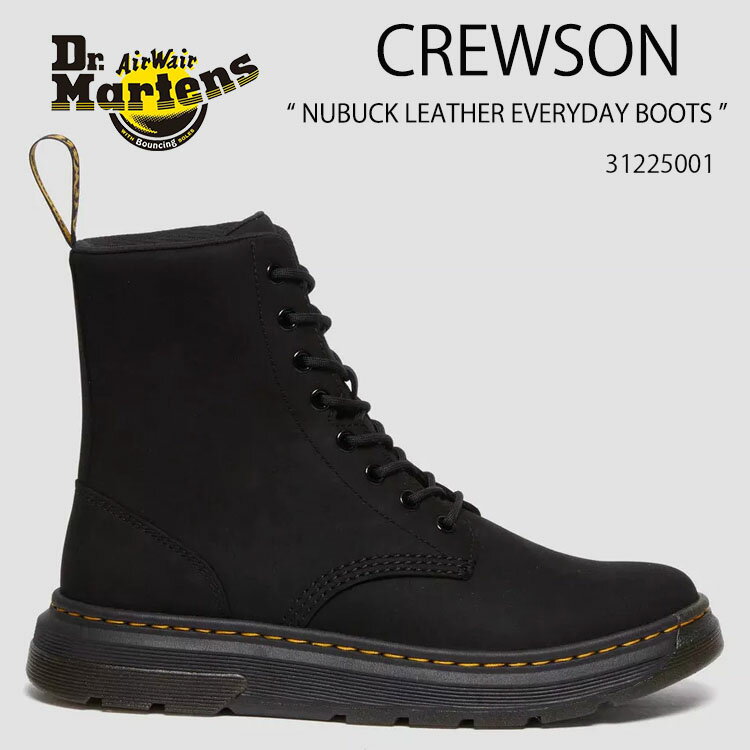 Dr.Martens ドクターマーチン 8ホールブーツ レザーブーツ CREWSON NUBUCK LEATHER EVERYDAY BOOTS 31129059 Buffbuck レザー ブラック シューズ メンズ レディース 男性用 女性用【中古】未使用品