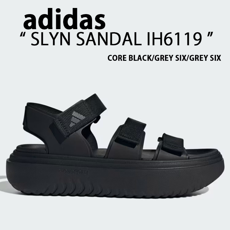 adidas アディダス サンダル スポーツサンダル SLYN サンダル BLACK GREY IH6119 サイズ調整 厚底 スポサン ストラップ ヒールストラップ ブラック グレー シューズ メンズ レディース【中古】未使用品