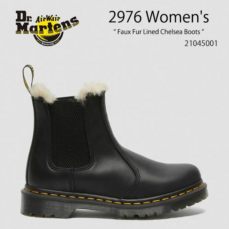 Dr.Martens ドクターマーチン 2976 Women's Faux Fur Lined Chelsea Boots 21045001 Black Burnished Wyoming レディース 女性用【中古】未使用品