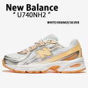 New Balance ニューバランス レディース スニーカー U740 U740NH2 WHITE ORANGE SILVER シューズ ホワイト オレンジ メッシュアッパー ABZORBクッション ニュアンスカラー ナチュラルカラー ランニングシューズ レトロ クラシック【中古】未使用品