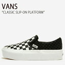 VANS ヴァンズ スニーカー バンズ クラシック スリッポン プラットフォーム レザー ブラン ド ブラン ブラック レディース 女性用 VN0A5KXB9GY【中古】未使用品