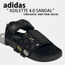 adidas アディダス サンダル スポーツサンダル ADILETTE 4.0 SANDAL アディレッタ GX2185 BLACK GRAY サイズ調整 ロゴ スポサン ストラップ ヒールストラップ ブラック シューズ メンズ レディース【中古】未使用品