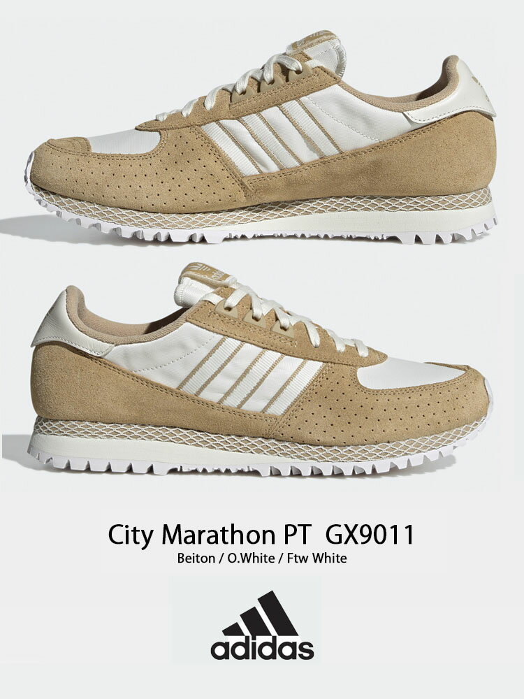 adidas アディダス スニーカー CITY MARATHON PT シティ マラソン BEIGE WHITE GX9011 ベージュ ホワイト マラソンシューズ ランニングシューズ クラシック レザー 本革 Mens Womens 男性用 女性用 男女共用【中古】未使用品