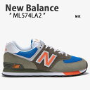 New Balance ニューバランス スニーカー ML574 MIX BROWN BEIGE ORANGE BLUE ML574LA2 ブラウン ベージュ オレンジ ブルー レザー シューズ メンズ 男性用【中古】未使用品