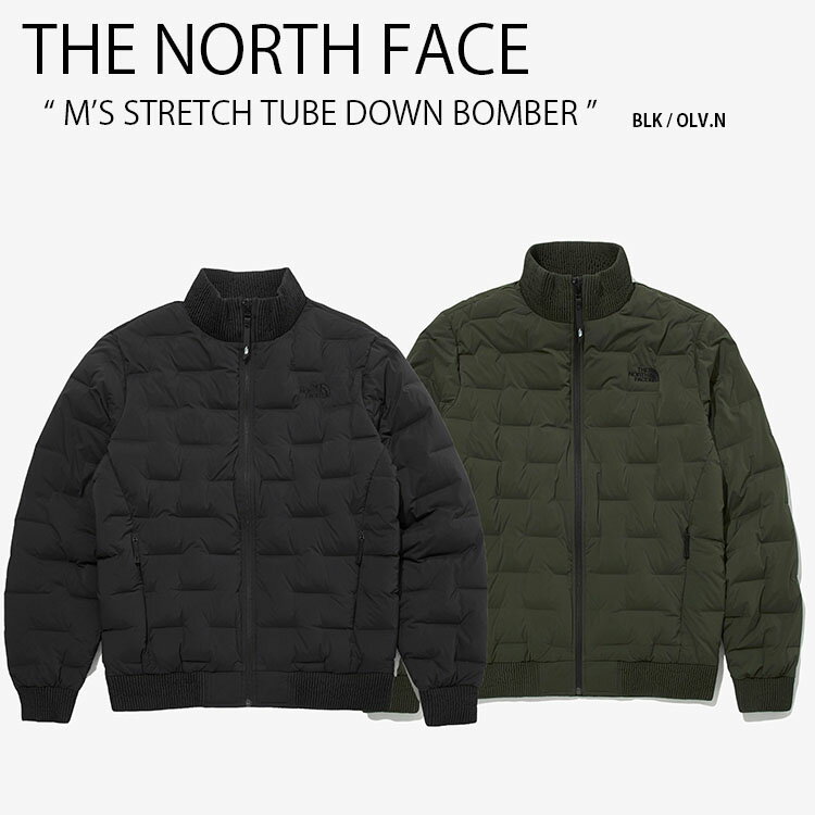 THE NORTH FACE ノースフェイス ダウン ボンバージャケット M'S STRETCH TUBE DOWN BOMBER ストレッチ チューブ ボンバー ダウンジャケット ロゴ 格子柄 キルティング ワッフル リップル メンズ レディース NJ1DM69A/B【中古】未使用品