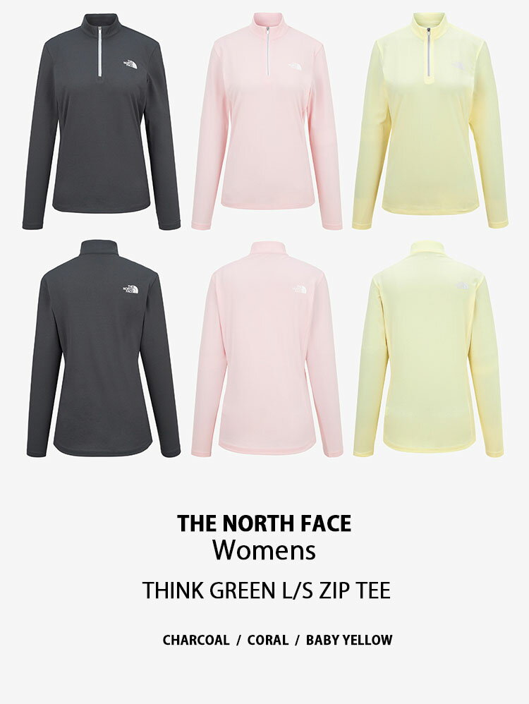 THE NORTH FACE ノースフェイス レディース ジャージ W'S THINK GREEN L/S ZIP TEE シンクグリーン ロングスリーブ Tシャツ ロンT トレーニングウェア チャコール ピンク イエロー ウィメンズ 女性用 NT7LN30【中古】未使用品