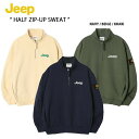 Jeep ジープ スウェット Half Zip-Up Sweat ハーフジップ ロゴ ジップアップ トレーナー ジャージ カンガルーポケット ネイビー ベージュ...