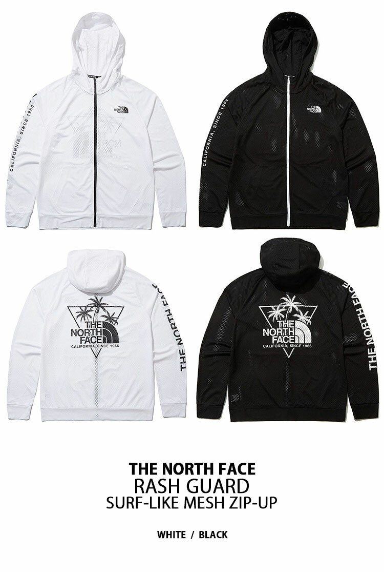 THE NORTH FACE ノースフェイス ラッシュガード SURF-LIKE MESH ZIP UP パーカー ジップアップ UVカット UVカット 長袖 ロングスリーブ WHITELABEL ブラック ホワイト メンズ レディース 男性用 女性用 NJ5JL09J/K【中古】未使用品