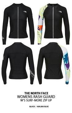 THE NORTH FACE ノースフェイス レディース ラッシュガード W'S SURF-MORE ZIP UP ジップアップ UVカット ハイネック 立ち襟 UVカット 長袖 ロングスリーブ 冷感素材 ブラック ブルー マリンスポーツ サーフィン 女性用 NJ5JL32K/J【中古】未使用品