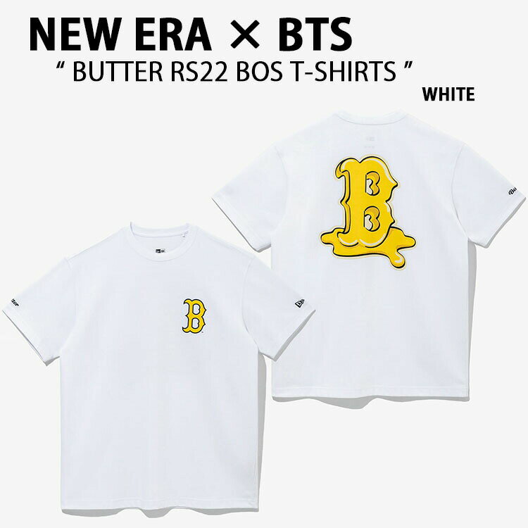 NEW ERA ニューエラ BTS コラボ BUTTER RS22 BOSRED WHITE YELLOW バター ボストンレッドソックス ショートスリーブ 半袖 カットソー クルーネック ホワイト イエロー メンズ レディース 13277225【中古】未使用品