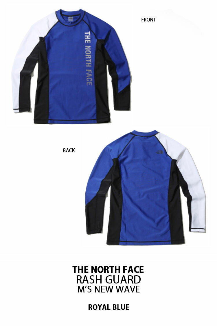 THE NORTH FACE ノースフェイス ラッシュガード M'S NEW WAVE ROYAL BLUE UVカット ハイネック 立ち襟 UVカット 長袖 ロングスリーブ 冷感素材 マリンスポーツ サーフィン ブルー メンズ レディース 男性用 女性用 NT7TK03L【中古】未使用品