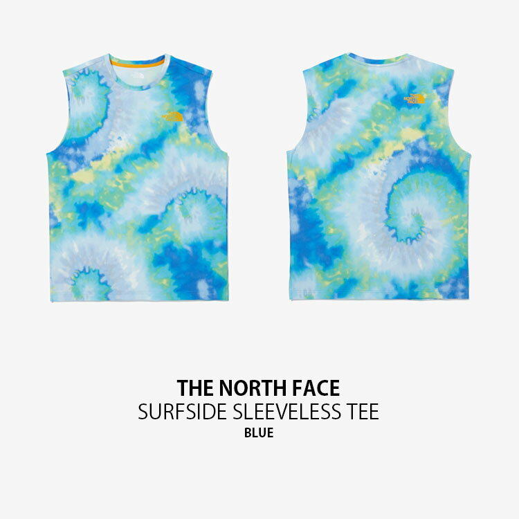 【ポイント2倍】THE NORTH FACE ノースフェイス Tシャツ SURFSIDE SLEEVELESS TEE サーフサイド スリーブレス ティーシャツ ノースリーブ クルーネック タイダイ ブルー WHITELABEL メンズ レディース NT7VN00L【中古】未使用品