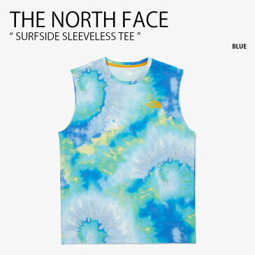 【ポイント2倍】THE NORTH FACE ノースフェイス Tシャツ SURFSIDE SLEEVELESS TEE サーフサイド スリーブレス ティーシャツ ノースリーブ クルーネック タイダイ ブルー WHITELABEL メンズ レディース NT7VN00L【中古】未使用品