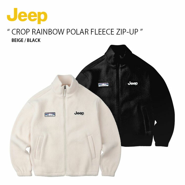 Jeep ジープ レディース フリースジャケット CROP RAINBOW POLAR FLEECE ZIP-UP クロップ レインボー ポラール フリース ジップアップ ジャケット ボア ショート丈 ロゴ ベージュ ブラック JN5TZF192【中古】未使用品