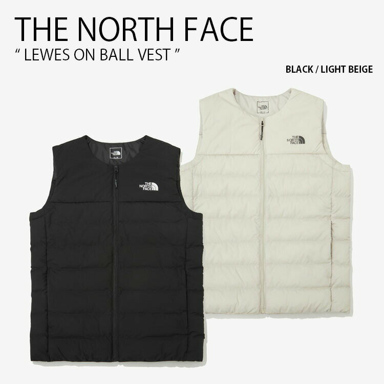 THE NORTH FACE ノースフェイス ベスト LEWES ON BALL VEST ルイス オン ボール パディングベスト ロゴ カジュアル ストリート ブラック ベージュ メンズ レディース NV3NN61A/B【中古】未使用品