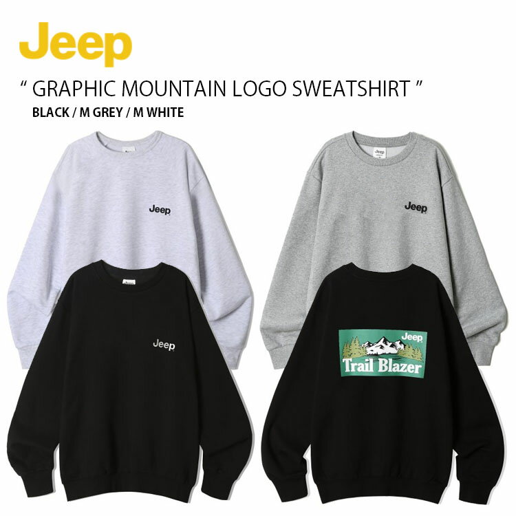 Jeep ジープ スウェット GRAPHIC MOUNTAIN LOGO SWEATSHIRT グラフィック マウンテン ロゴ スウェットシャツ 長袖 トレーナー プルオーバー カジュアル ストリート ブラック グレー ホワイト メンズ レディース JN5TSU844【中古】未使用品